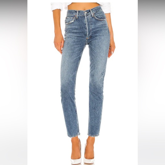 Agolde Riley High Rise Straight Crop in Frequency - Picture 2 of 16